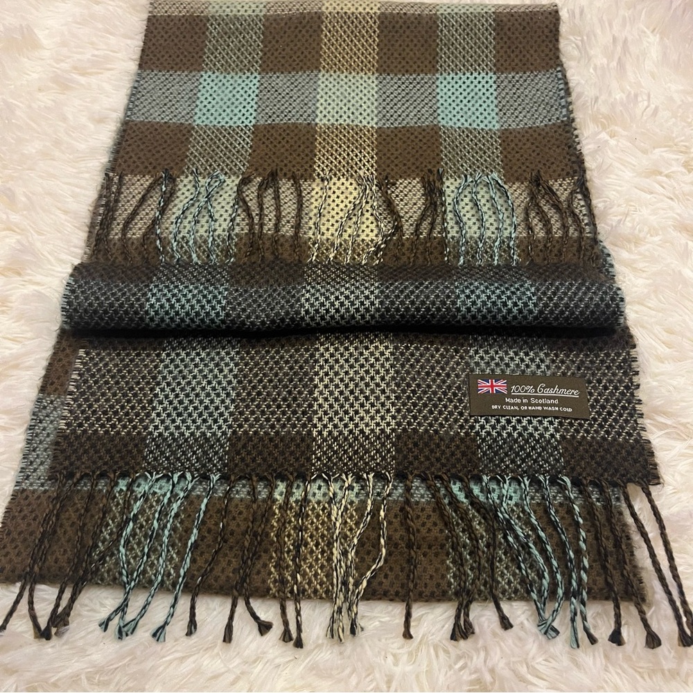 100% Cashmere Plaid Scarf Made in Scotland